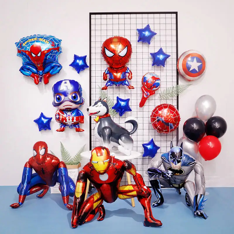 What is the role of balloons in various themed party decorations?