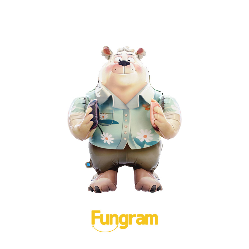 3D Button Bear Balloon